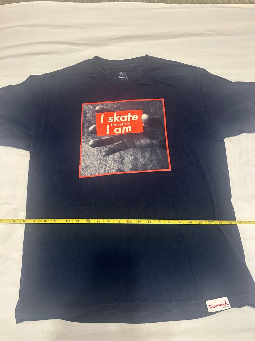 Diamond Supply Co. Black Tee with Red Graphic 'I Skate Therefore I Am'